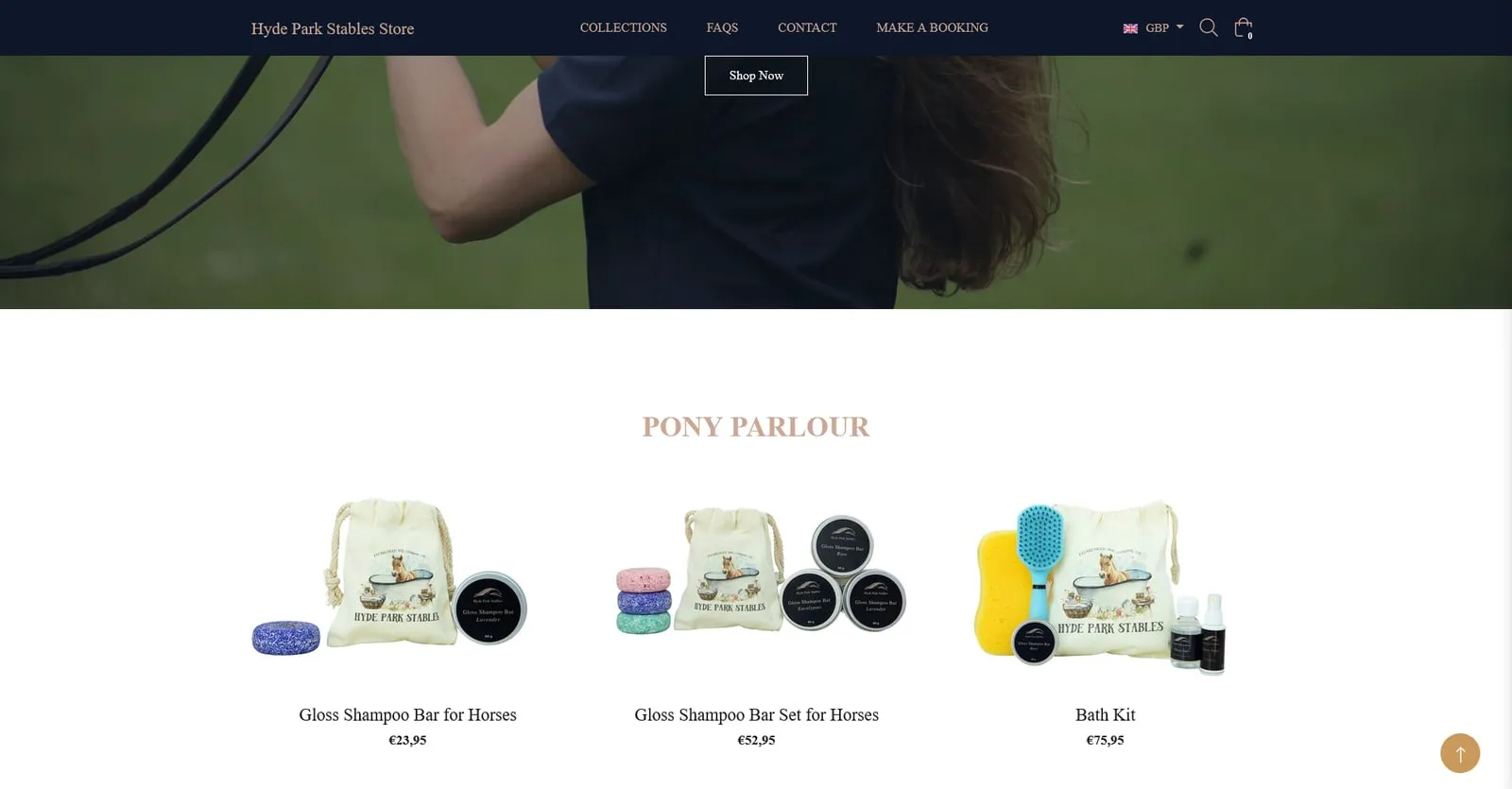 Hyde Park Stables website as delivered