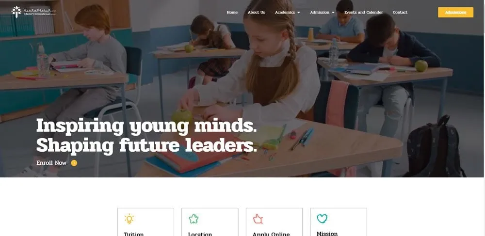 Mastery International School website as delivered