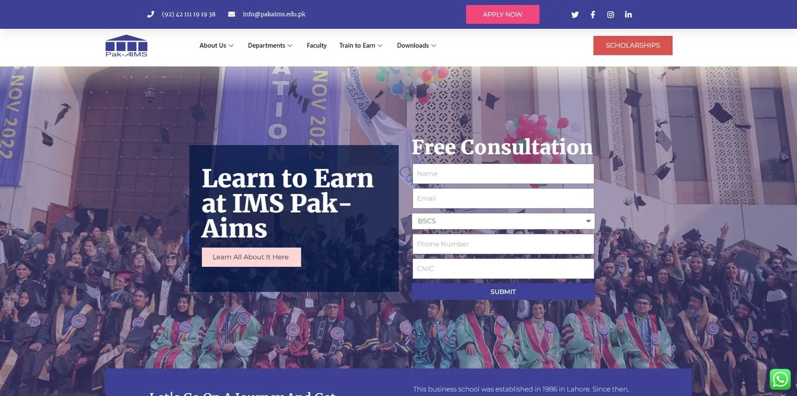 Pak-AIMS website homepage