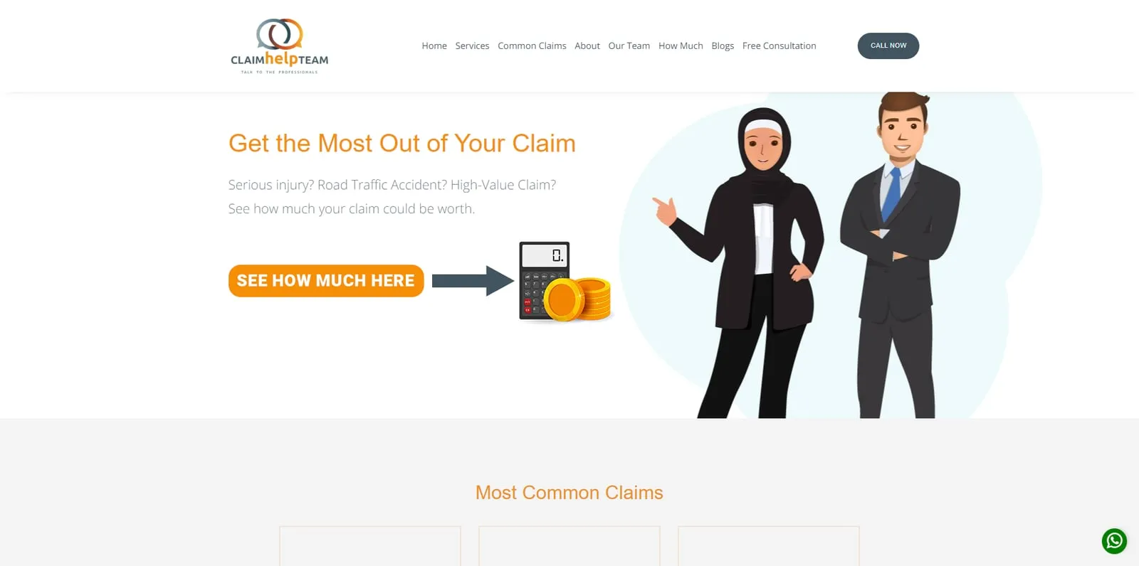 Claim Help Team website as delivered